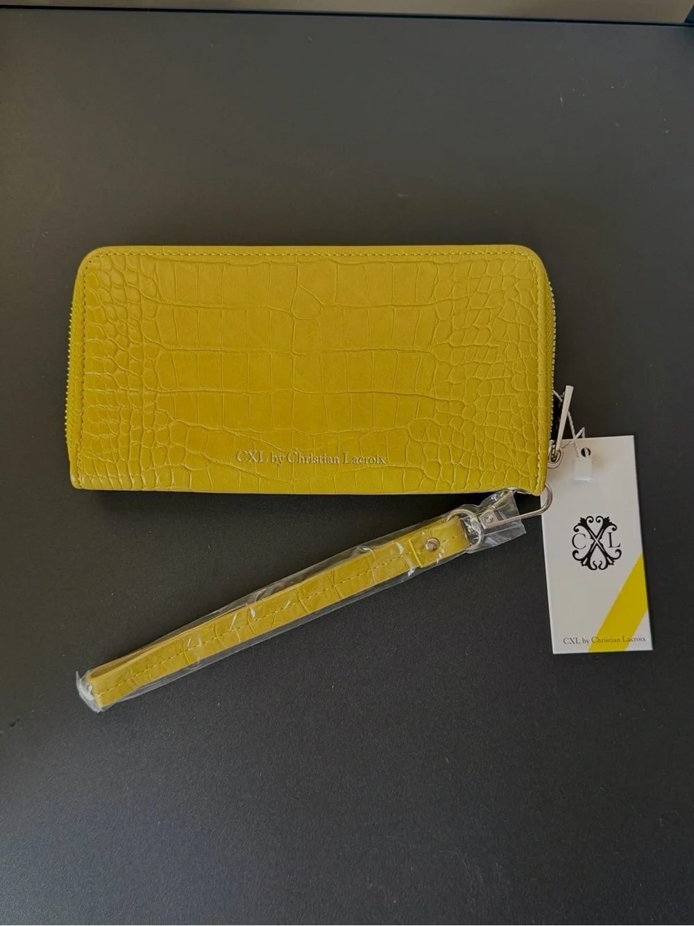 Christian Lacroix CXL Kara Croco Zip Around Wristlet Wallet - Moss